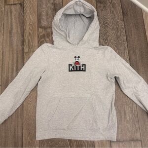 Kith Kids Disney Mickey Mouse Light Gray Hoodie size 12